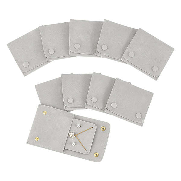 

PandaHall 6 Pcs Velvet Jewelry Pouches with Snap Button, 3.66x3.9 Inch Square Jewelry Gift Bags with Display Cards Jewelry Storage Bag for..., Gray