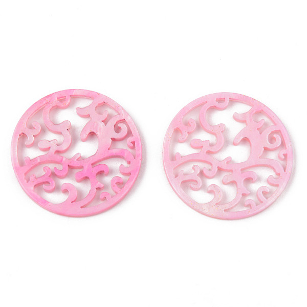 

PandaHall Cellulose Acetate(Resin) Filigree Joiners Links, with Glitter Powder, Flat Round, Hot Pink, 29x2mm Cellulose Acetate Flat Round