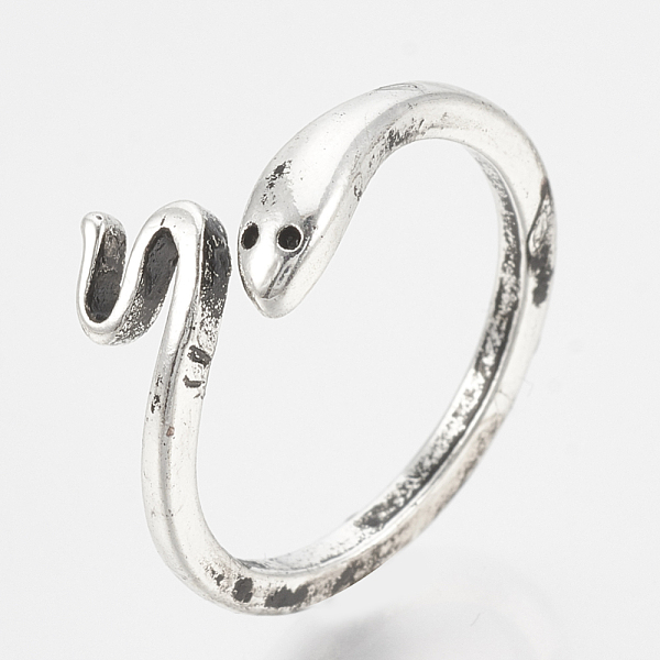 

PandaHall Alloy Cuff Finger Rings, Snake, Antique Silver, Size 7, 17mm Alloy