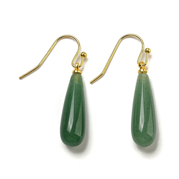 

PandaHall Ion Plating(IP) Natural Green Aventurine Dangle Earring, with Brass Earring Hook, Teardrop, 34~36x7~7.5mm Green Aventurine...