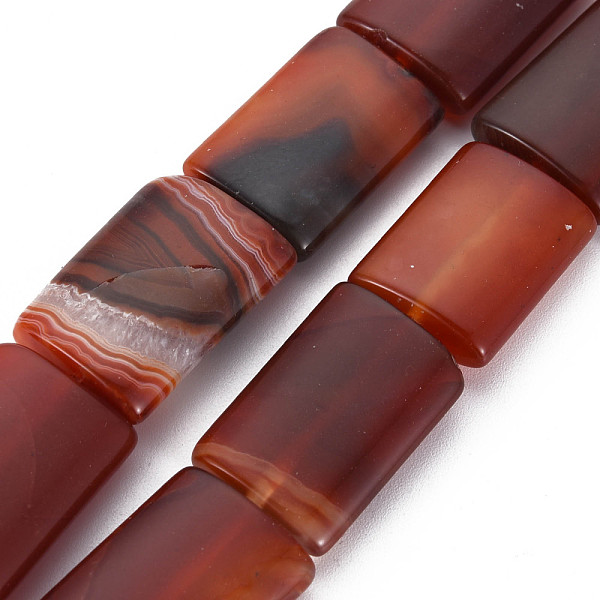 PandaHall Brazil Red Agate Beads Strands, Dyed & Heated, Rectangle, 25~27.5x18.5x7mm, Hole: 1.6mm, about 15pcs/strand, 14.96 inch(38cm) Red...