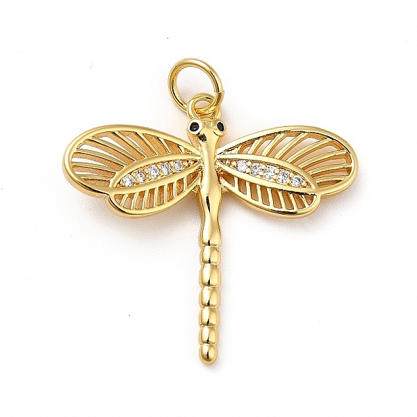 

PandaHall Brass Micro Pave Cubic Zirconia Pendants, with Jump Ring, Long-Lasting Plated, Real 18K Gold Plated, Dragonfly, Clear, 22.5x24x3mm...