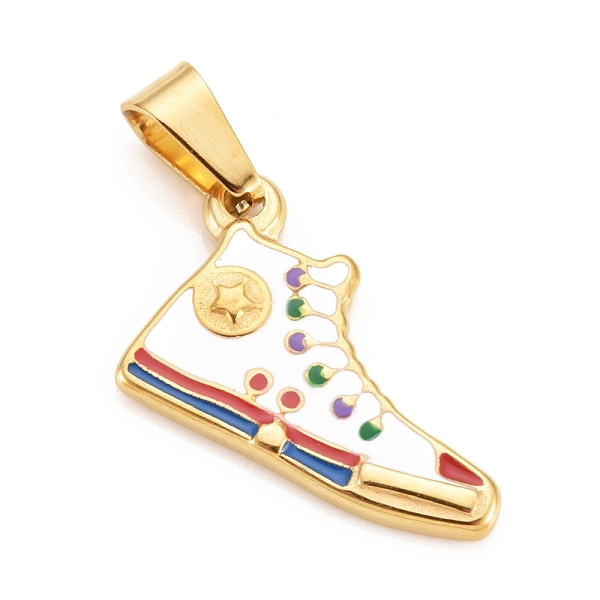 

PandaHall 304 Stainless Steel Charms, Shoes, with Enamel, Golden, 14x20x2mm, Hole: 7x4mm Stainless Steel+Enamel Shoes White