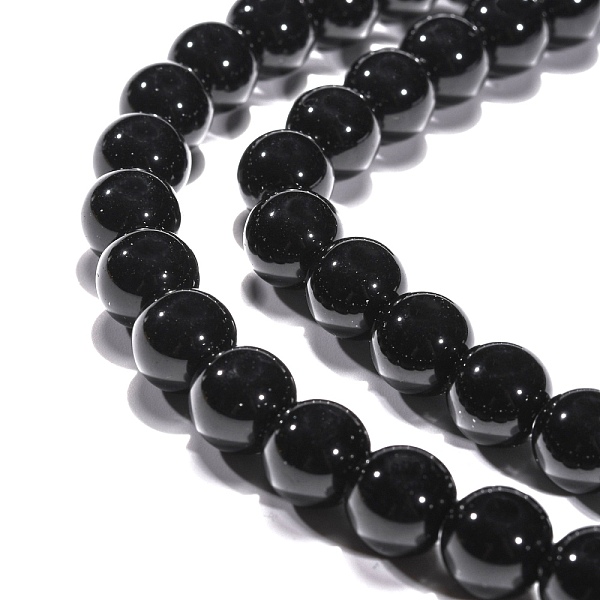 Synthetic Black Stone Beads Strands