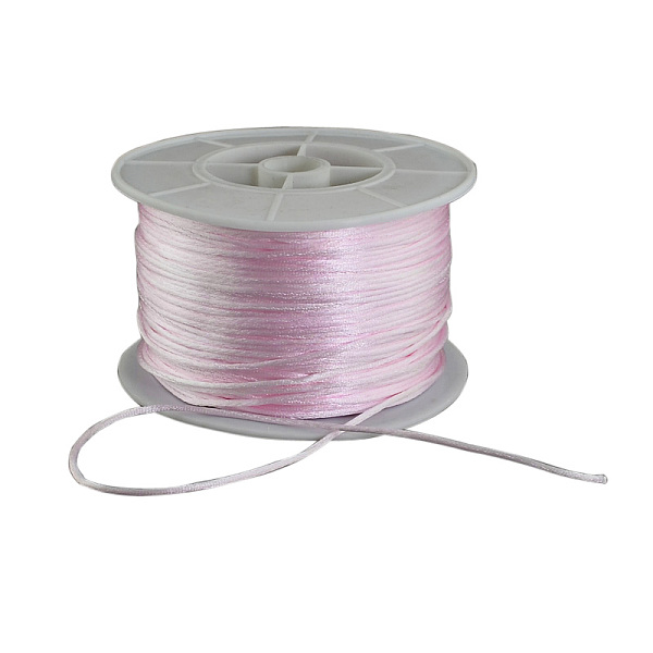 

PandaHall Round Nylon Thread, Rattail Satin Cord, for Chinese Knot Making, Pink, 1mm, 100yards/roll Nylon Pink