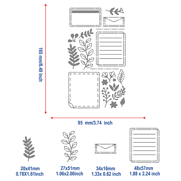 Benecreat 葉ステンシル 7x4 インチ植物花ラベルステンシル絵画テンプレートフレームラベルステンレス鋼描画ステンシルクラフト