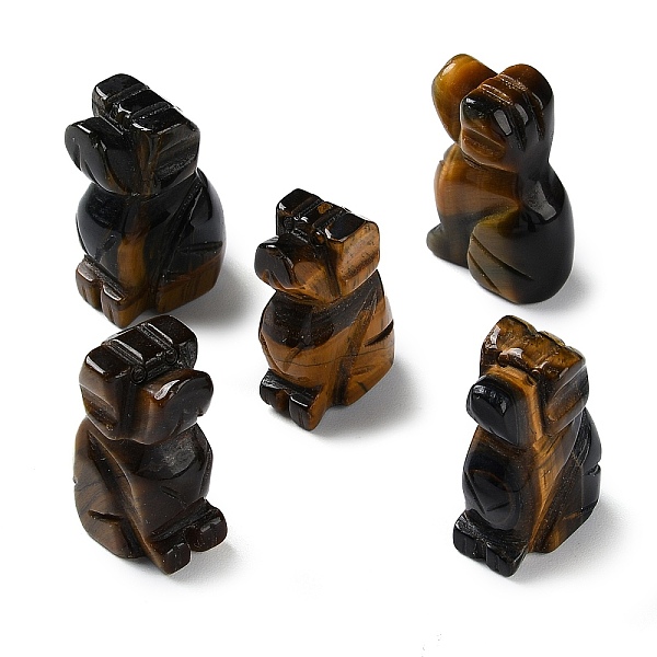 

PandaHall Natural Tiger Eye Carved Healing Figurines, Reiki Energy Stone Display Decorations, Dog, 18~18.5x13x27~28mm Tiger Eye Dog