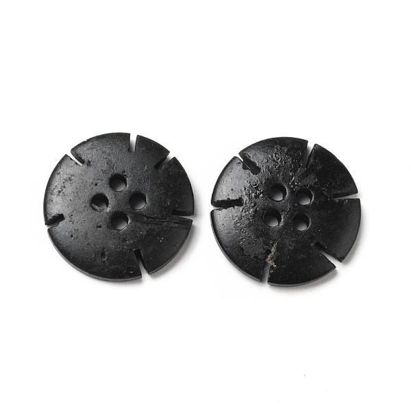 

PandaHall 4-Hole Dyed Natural Coconut Buttons, Flower, Black, 19.5x3.5mm, Hole: 1.8mm Coconut Flower Black