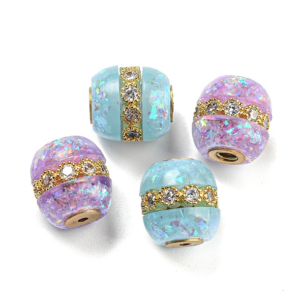 

PandaHall Rack Plating Brass Micro Pave Cubic Zirconia with Synthetic Opal Beads, Long-Lasting Plated, Real 18K Gold Plated, Barrel, Mixed..., Multicolor