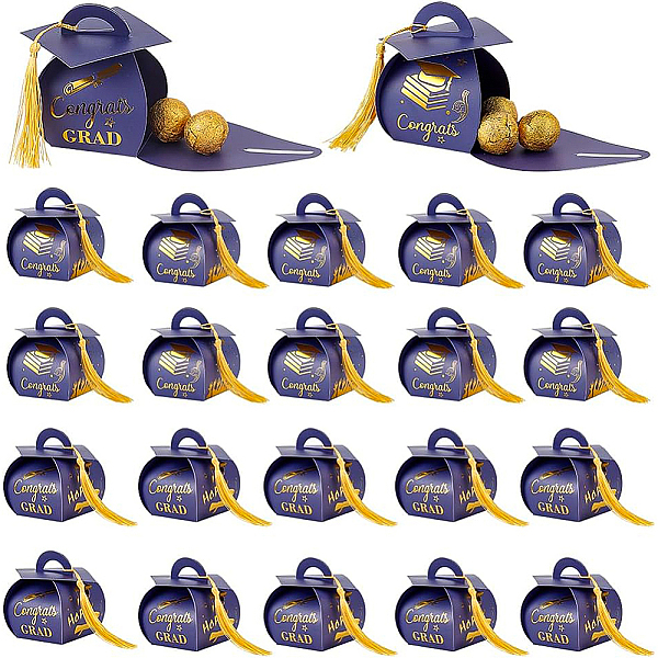 

PandaHall BENECREAT 44S ets 2 Styles Paper Candy Totes, Student Graduation Season Gift Box, with Gold Tone Polyester Tassel Pendants...