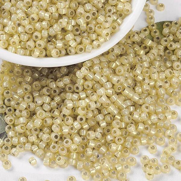

PandaHall MIYUKI Round Rocailles Beads, Japanese Seed Beads, 8/0, (RR578) Dyed Light Topaz Silverlined Alabaster, 8/0, 3mm, Hole: 1mm, about..., Brown