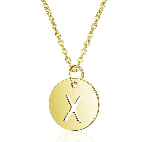 

PandaHall 201 Stainless Steel Initial Pendants Necklaces, with Cable Chains, Flat Round with Letter, Golden, Letter.X, 16.3 inch(40cm), 1mm...