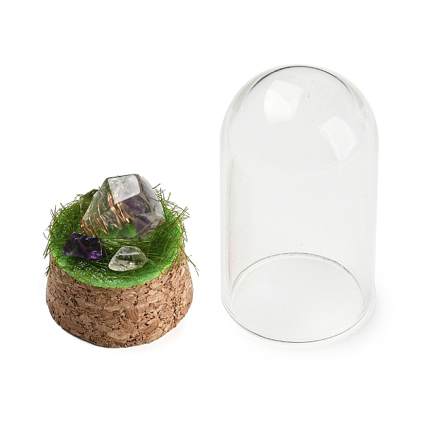 Natural Amethyst Nuggets Display Decoration With Glass Dome Cloche Cover