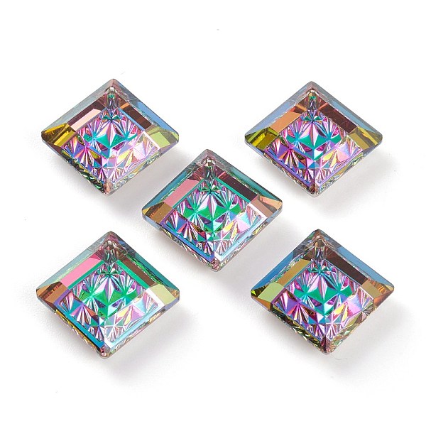 

PandaHall Embossed Glass Rhinestone Pendants, Abnormity Embossed Style, Rhombus, Faceted, Volcano, 19x19x5mm, Hole: 1.2mm, Diagonal Length..., Multicolor