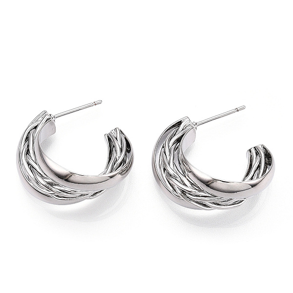 

PandaHall Brass Earring for Women, Real Platinum Plated, 22x12.5mm Brass Ring