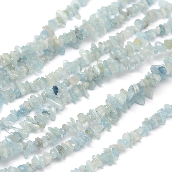 

PandaHall Chips Natural Aquamarine Beads Strands, 3~8x3~12x3~5mm, Hole: 1mm, about 32 inch Aquamarine Chip