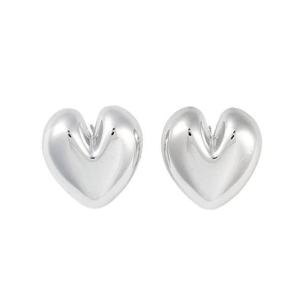 

PandaHall Heart CCB Plastic Stud Earrings for Women, with 304 Stainless Steel Pin, Platinum, 21x20mm Plastic Heart