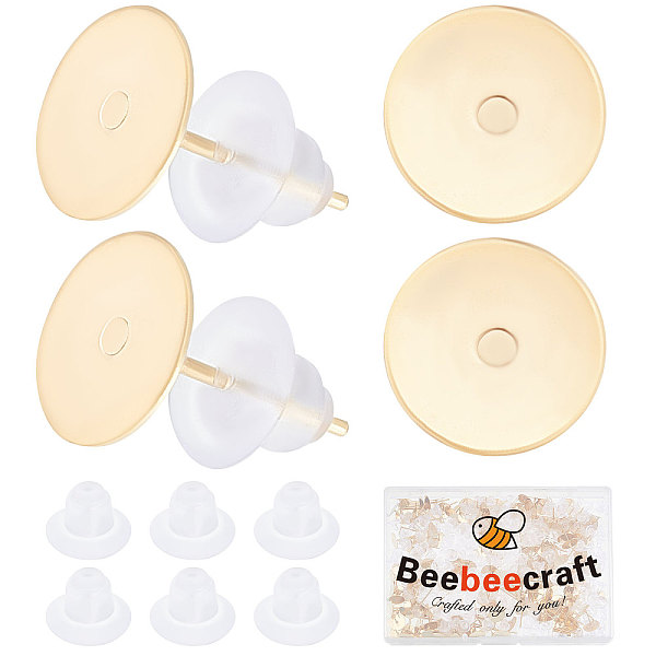 

PandaHall Beebeecraft 200Pcs 304 Stainless Steel Stud Earring Settings, Flat Round, with 200Pcs Eco-Friendly Plastic Ear Nuts, Real 24K Gold...