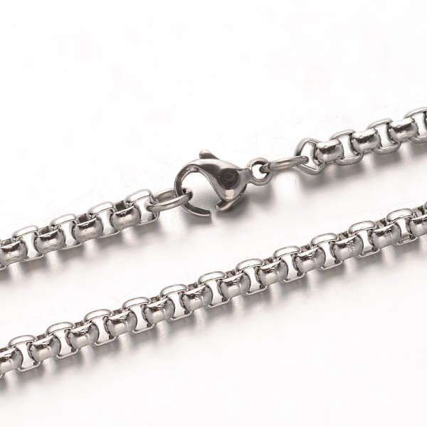 

PandaHall 304 Stainless Steel Box Chain Necklaces, with Lobster Claw Clasps, Stainless Steel Color, 23.7 inch(60.1cm) 304 Stainless Steel