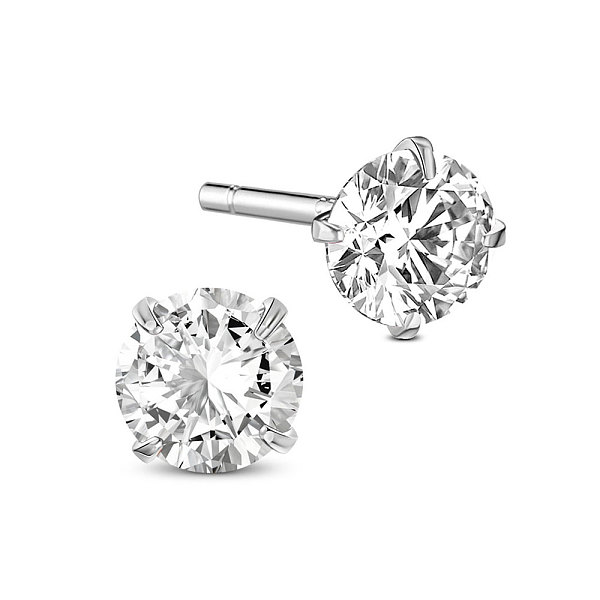 

PandaHall SHEGRACE Rhodium Plated 925 Sterling Silver Four Pronged Ear Studs, with AAA Cubic Zirconia and Ear Nuts, Clear, 7mm Sterling...