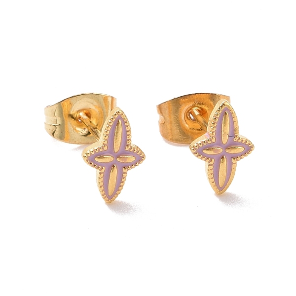 

PandaHall Enamel Star Stud Earrings with 316L Surgical Stainless Steel Pins, Gold Plated 304 Stainless Steel Jewelry for Women, Thistle..., Purple