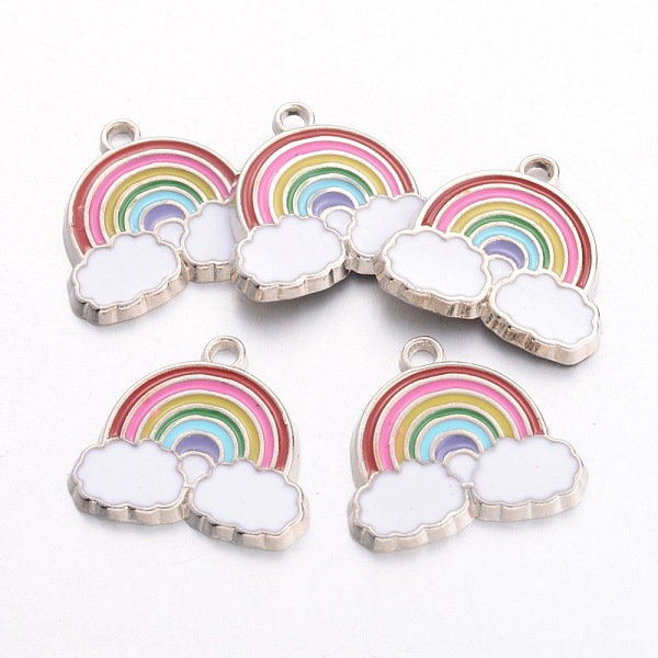 

PandaHall Alloy Enamel Pendants, Cadmium Free & Lead Free, Rainbow & Cloud Charms, for Children Kids Jewelry Making, Platinum, Colorful...