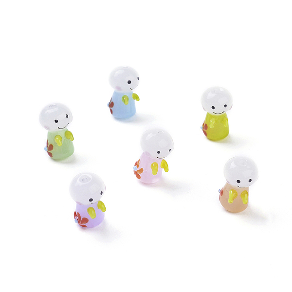 

PandaHall Handmade Lampwork Beads, Cartoon Japanese Sunny Doll, Mixed Color, 17.2x10.3x11mm, Hole: 1.8mm Lampwork Doll Multicolor