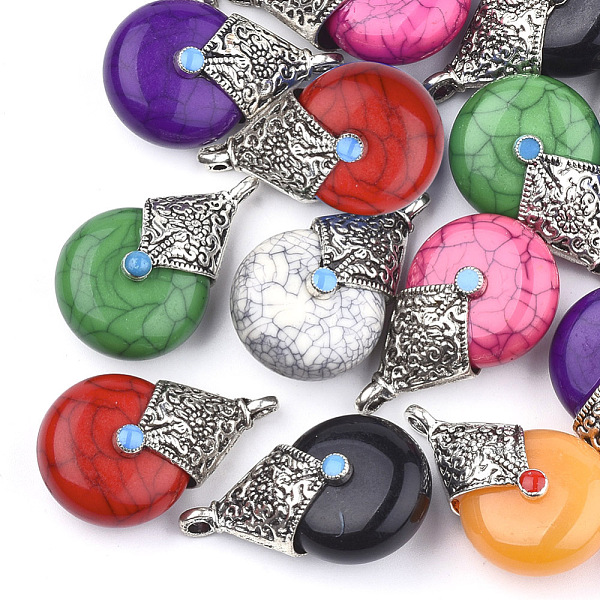 

PandaHall Resin Pendants, with Alloy & Enamel, teardrop, Antique Silver, Mixed Color, 37~38x23x16~17mm, Hole: 2~3mm Resin Teardrop..., Multicolor