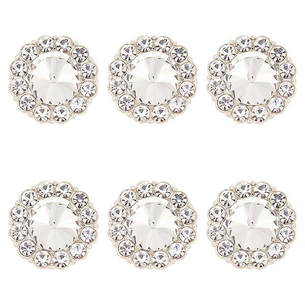 

PandaHall FINGERINSPIRE 6PCS 23.5mm Round Alloy Rhinestone Shank Buttons Silver Color Sew On Buttons with 1-Hole, Vintage Metal Buttons...