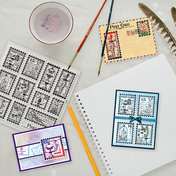 

PandaHall GLOBLELAND Divination Postage Clear Stamps with Moth Skull Hourglass Candle Pattern Postage Silicone Clear Stamps for Card Making...
