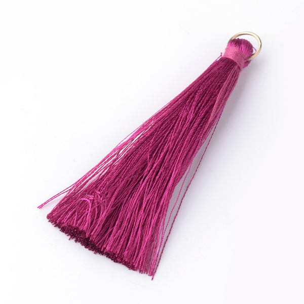 

PandaHall Nylon Thread Tassel Pendants Decoration, with Brass Findings, Golden, Medium Violet Red, 35x7mm, Hole: 7mm Nylon Red