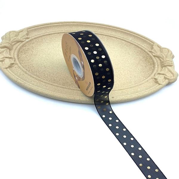 

PandaHall 50 Yards Gold Stamping Polyester Ribbons, Garment Accessories, Round, 1 inch(25mm) Polyester Round