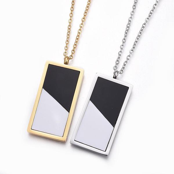

PandaHall 304 Stainless Steel Pendant Necklaces, with Resin, Rectangle, Mixed Color, 18.11 inch(46cm) Resin