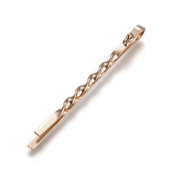 

PandaHall Iron Hair Bobby Pin Findings, with Loop, Light Gold, 55.5x2x3~6mm, Hole: 2mm Iron