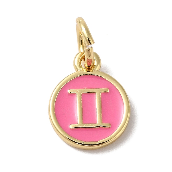 

PandaHall Real 18K Gold Plated Brass Enamel Charms, with Jump Ring, Long-Lasting Plated, Lead Free & Cadmium Free, Flat Round with Gemini...