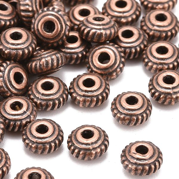 

PandaHall Tibetan Style Alloy Spacer Beads, Bicone, Lead Free and Cadmium Free, Red Copper, 5x3mm, Hole: 1mm Alloy Bicone