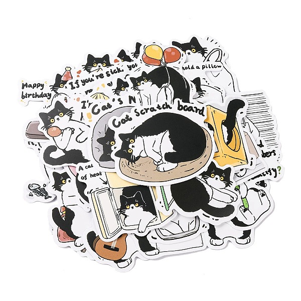 

PandaHall Cat Shaped PVC Adhesive Waterproof Stickers Set, Dfor DIY Photo Album Tumbler Diary Scrapbook Decorative, Mixed Color..., Multicolor