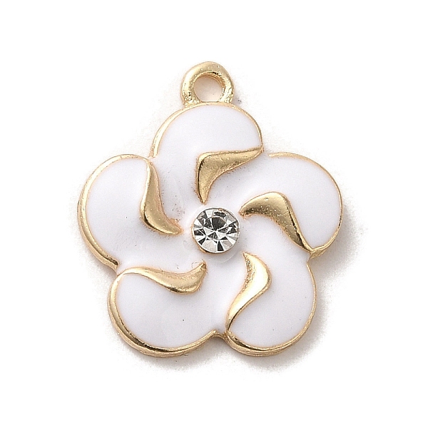 

PandaHall Flower Alloy Enamel Pendants, with Rhinestone, Light Gold, White, 18x15.5x3mm, Hole: 1.5mm Alloy Rhinestone+Enamel Flower White