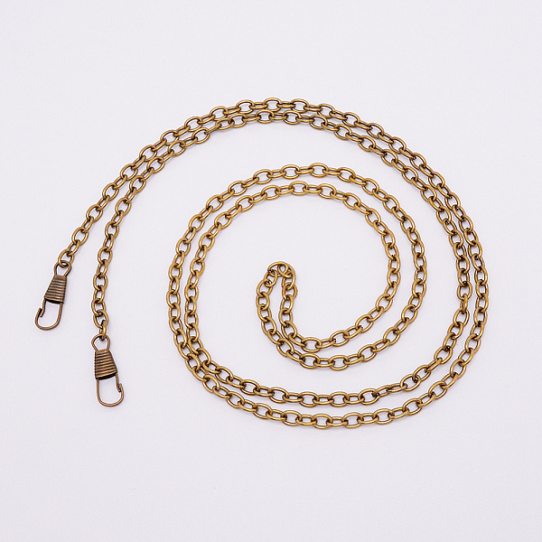 

PandaHall Bag Strap Chains, Iron Cable Chains, with Clasps, Bag Accessories, Antique Bronze, 120cm, Link: 7x5x1mm, Clasps: 25x9x3mm, hole...