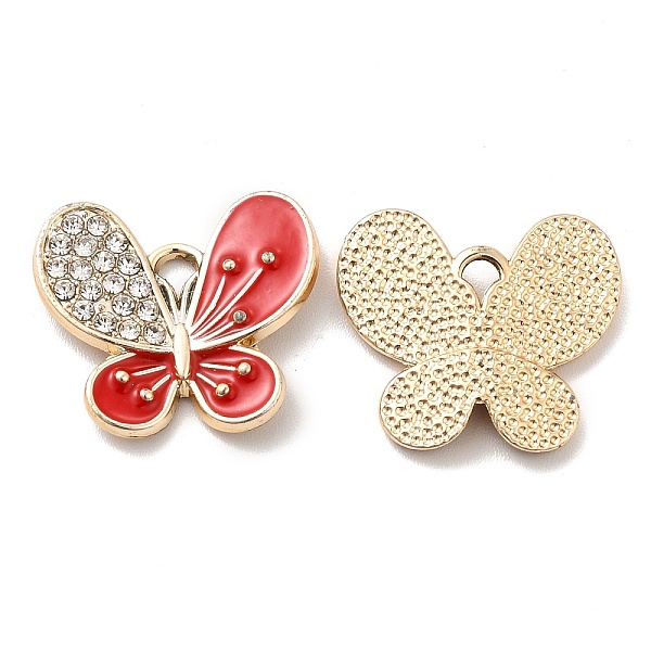

PandaHall Alloy Enamel Pendants, with Rhinestone, Butterfly Charm, Golden, Red, 16.5x19x2mm, Hole: 2.3x2mm Alloy Rhinestone+Enamel Butterfly...