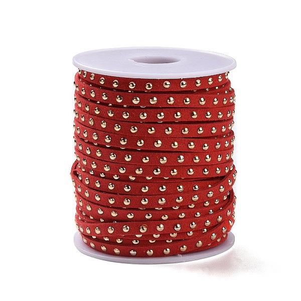 

PandaHall Golden Aluminum Studded Faux Suede Cord, Red, 5mm Faux Suede+Rivet Red