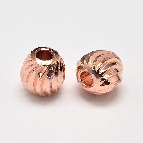 

PandaHall Rack Plating and Vacuum Plating Brass Corrugated Round Spacer Beads, Rose Gold, 4mm, Hole: 1.5mm Brass Round