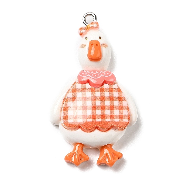 

PandaHall Opaque Resin Pendants, Duck Charms with Platinum Tone Iron Loops, Coral, 38~41x22~23x8~9mm, Hole: 2mm Iron+Resin Duck Red