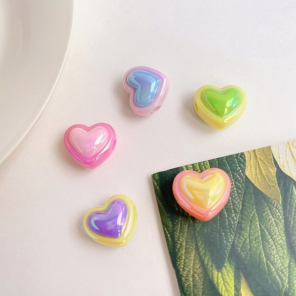 

PandaHall Opaque Acrylic Beads, Heart, Tow Tone, Mixed Color, 15.6x17.8x12mm, Hole: 3.8mm Acrylic Heart Multicolor