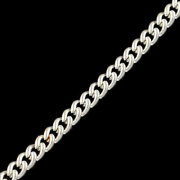 

PandaHall Unwelded Iron Curb Chains, with Spool, Silver Color Plated, 2.7x2x0.6mm, about 328.08 Feet(100m)/roll Iron Silver