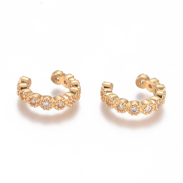 

PandaHall Golden Plated Brass Micro Pave Cubic Zirconia Cuff Earrings, Long-Lasting Plated, Clear, 14x12.5x3mm Cubic Zirconia Clear
