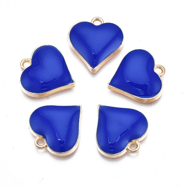 

PandaHall Alloy Enamel Pendants, Cadmium Free & Nickel Free & Lead Free, Light Gold, Heart, Medium Blue, 17x16x3mm, Hole: 1.6mm Alloy+Enamel...