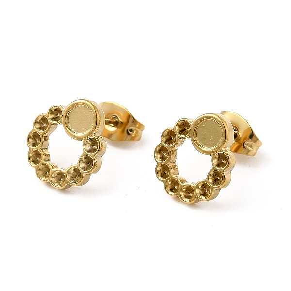 

PandaHall Ion Plating(IP) 304 Stainless Steel Stud Earring Finding, Earring Settings with Round Tray & for Rhinestone, Circle Ring, Real 18K...