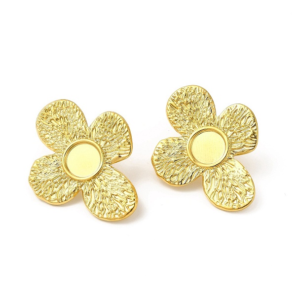 

PandaHall Ion Plating(IP) 304 Stainless Steel Stud Earrings Findings, Cabochon Settings, Flower, Real 18K Gold Plated, 33x26.5mm, Tray: 8mm...