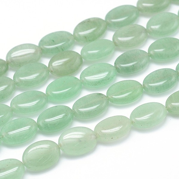 

PandaHall Natural Green Aventurine Flat Oval Bead Strands, 14x10x6mm, Hole: 1mm, about 29pcs/strand, 15.7 inch Green Aventurine Oval